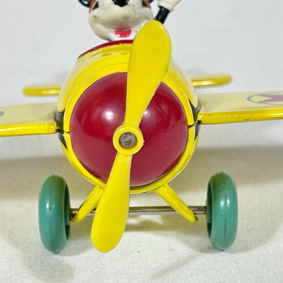 Vintage Disney DecoPac Mickey Mouse Flying Airplane Die Cast Toy Yellow 1981 - Picture 8 of 16
